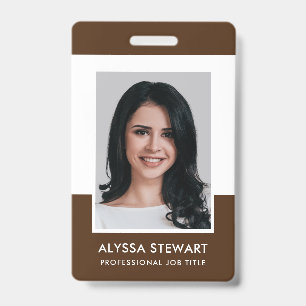 Dark Brown Professional Photo Employee Staff ID Badge