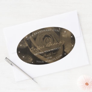 Dark Brown Rose Flower Palm Leaves Product Labels
