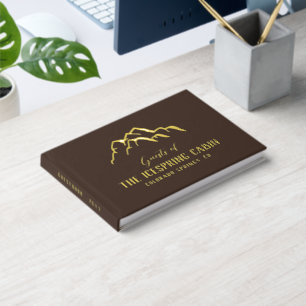 Dark Brown Rustic Mountain Tops Cabin Guest Book