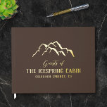 Dark Brown Rustic Mountain Tops Cabin Guest Book<br><div class="desc">Dark brown and gold guestbook for your mountain cabin personalised with the name of your cabin or your business name in rustic gold foil letters beneath the skyline of majestic mountain tops. Cabin guestbook with mountains and rustic fonts in gold foil against a deep brown background. Rustic cabin guestbook in...</div>