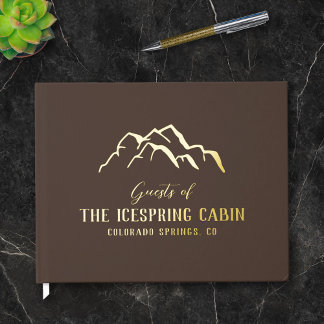 Dark Brown Rustic Mountain Tops Cabin Guest Book
