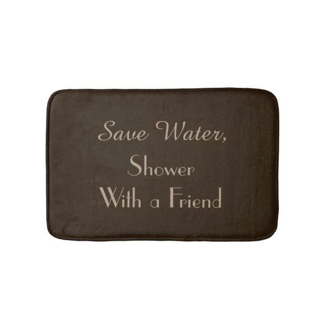 Dark Brown Save Water Funny Plush Bath Mat (Front)