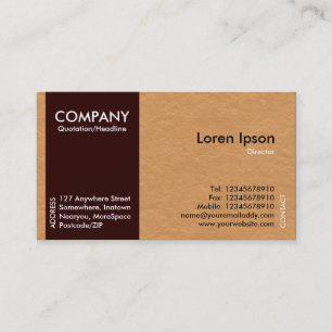Dark Brown SideBand - Light Brown Paper Texture Business Card