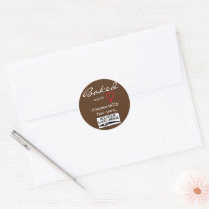 Dark Brown Simple Minimalist Made with Love Logo Classic Round Sticker