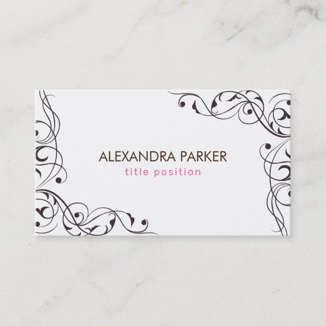 Dark Brown Swirls Business Card (Front)