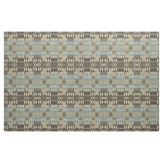 Dark Brown Taupe Beige Seafoam Green Ethnic Look Fabric (Fat Quarter)