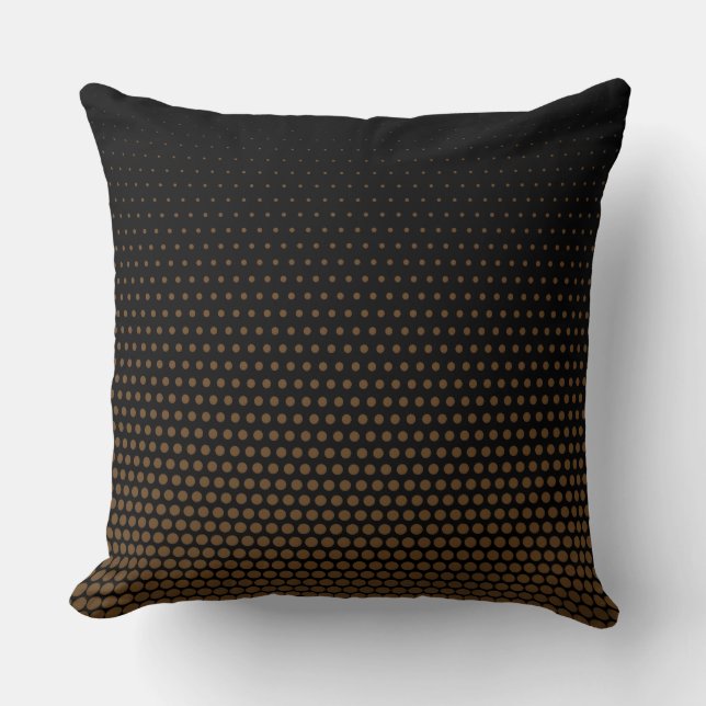 Dark Brown Techno Dots Modern Black Cushion (Front)