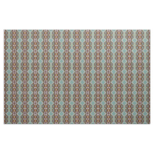 Dark Brown Turquoise Green Taupe Beige Ethnic Look Fabric