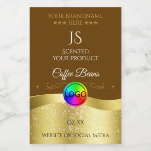 Dark Brown Wavy Gold Logo Monogram Product Label