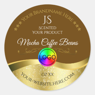 Dark Brown Wavy Gold Logo Monogram Product Label