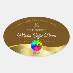 Dark Brown Wavy Gold Logo Monogram Product Label