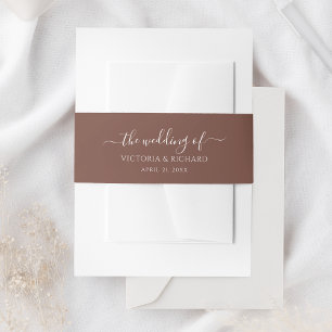 Dark Brown Wedding Invitation Belly Band