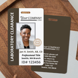 Dark Brown, White Company Entry Employee Photo ID Badge