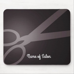 Dark Brown White Scissors Hair Salon Mouse Pad
