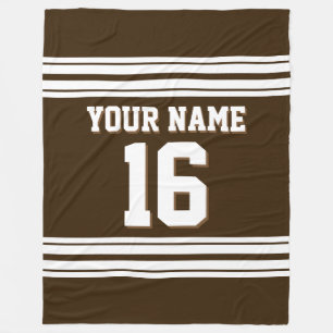 Dark Brown White Sports Jersey Fleece Blanket