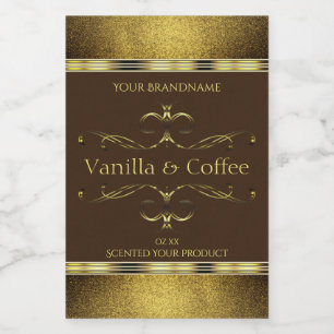 Dark Brown with Gold Glitter Border Product Labels