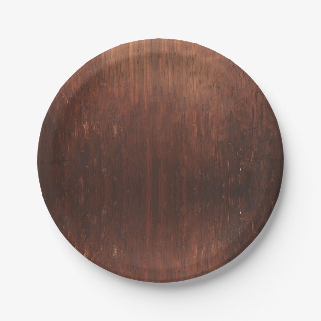 Dark Brown Wood Paper Plate (Front)