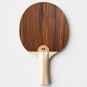 Dark Brown Wood Texture Custom Monogram Ping Pong Paddle