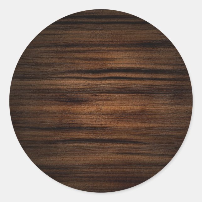Dark Brown Wood Texture Pattern Classic Round Sticker (Front)