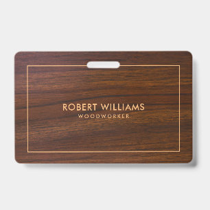  Dark Brown WoodTexture ID Badge