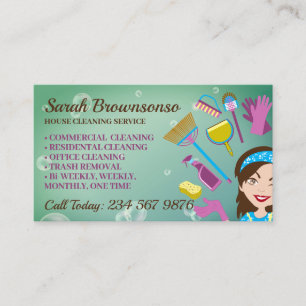 Dark Bubble Janitorial House Cleaning Service Business Card