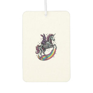 Dark Bunny Riding Skeleton Unicorn Vintage Engravi Car Air Freshener