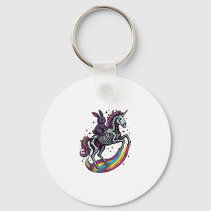 Dark Bunny Riding Skeleton Unicorn Vintage Engravi Key Ring