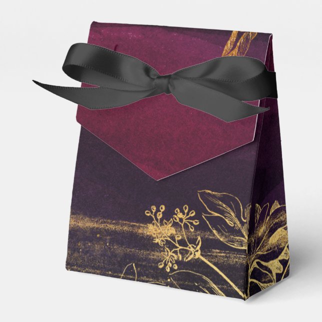 Dark Burgundy and Gold Favour Box (Front Side)