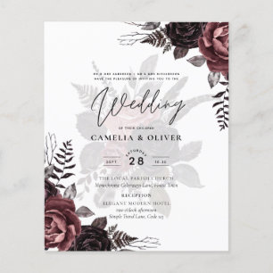 Dark Burgundy Black Roses Wedding Fall Winter Flyer