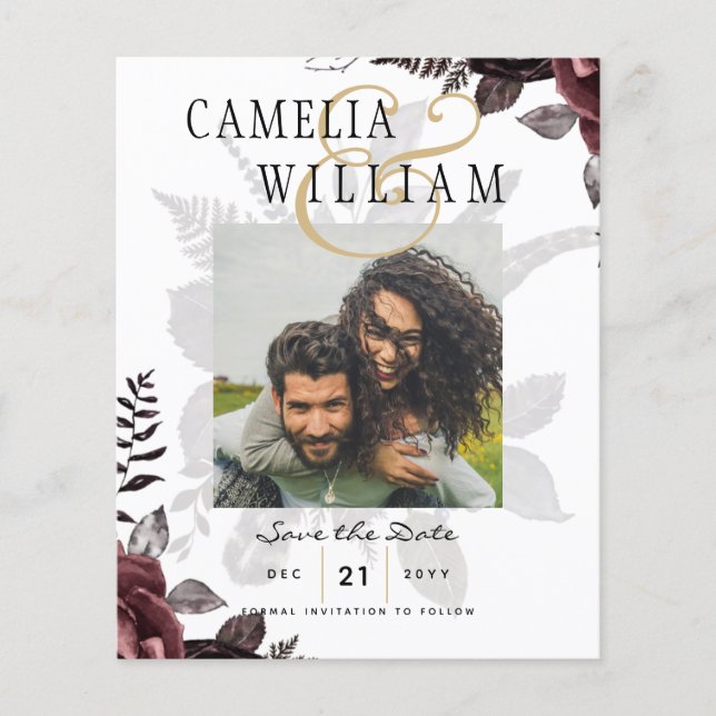 Dark Burgundy Black Roses Wedding Fall Winter Flyer (Front)