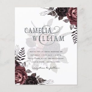 Dark Burgundy Black Roses Wedding Fall Winter Flyer