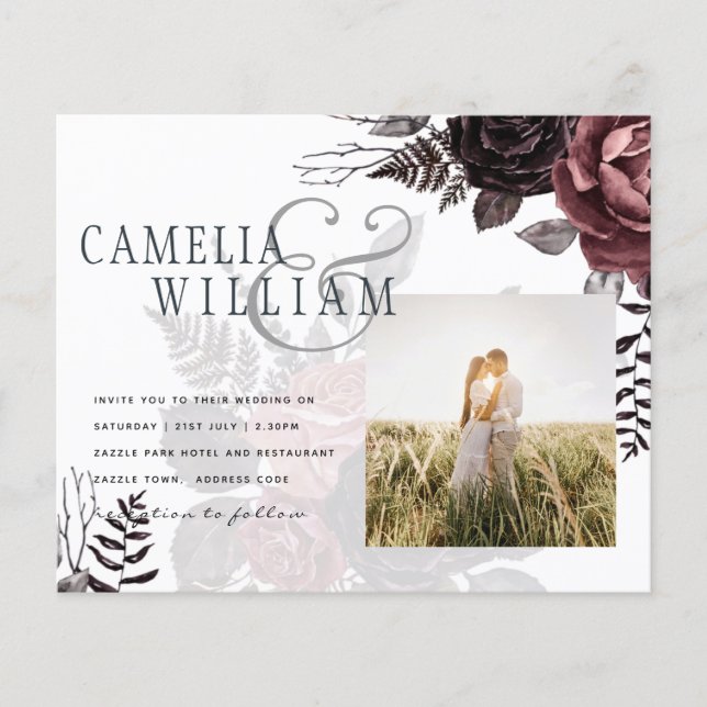 Dark Burgundy Black Roses Wedding Fall Winter Flyer (Front)