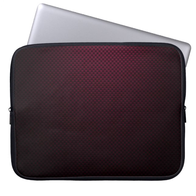 Dark burgundy carbon fibre patterned laptop sleeve (Front)