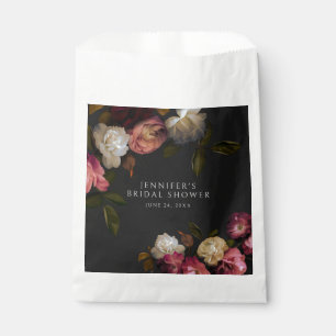 Dark Burgundy & Cream Peonies Black Shower Favour Bags