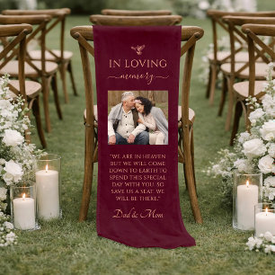 Dark Burgundy Dad & Mum Photo Wedding Tribute Sign Short Table Runner