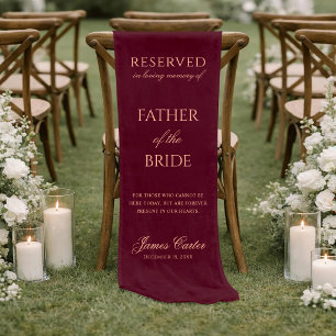 Dark Burgundy Father Of The Bride Wedding Memorial Short Table Runner