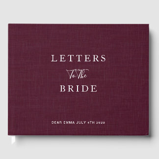 Dark Burgundy Faux Linen Bridal Shower Wedding Guest Book