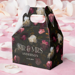 Dark Burgundy Floral Moody Black Elegant Romantic Favour Box