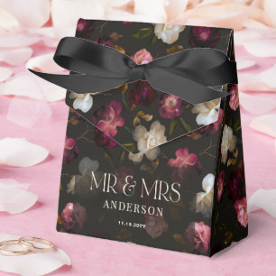 Dark Burgundy Floral Moody Black Elegant Romantic Favour Box