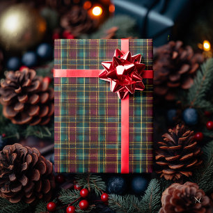 Dark Burgundy, Green, and Yellow Plaid – Classic  Wrapping Paper