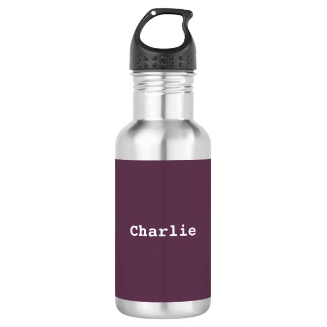 Dark Burgundy Minimalist Simple Personalised Name 532 Ml Water Bottle (Front)