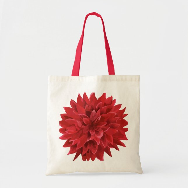 Dark Burgundy red Dahlia WaterColor Illustration Tote Bag (Front)