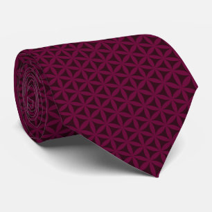 Dark Burgundy Red Flower of Life Pattern Tie