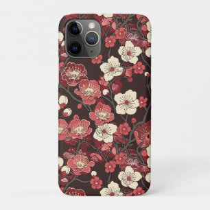 Dark Burgundy Sakura Floral Coral Blossom Pattern Case-Mate iPhone Case