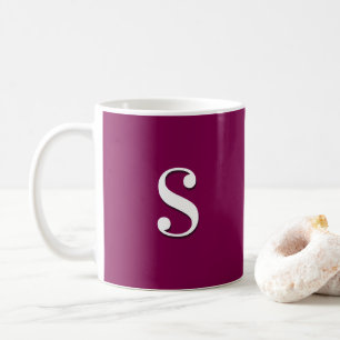 Dark Burgundy Simple Elegant Monogrammed Initial Coffee Mug