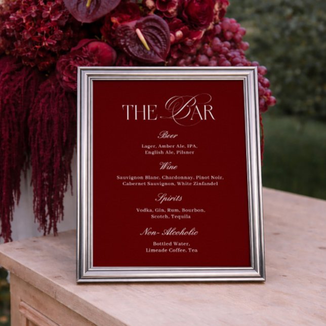 Dark Burgundy Wedding Bar Poster (Creator Uploaded)
