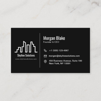 Dark Business Card with White Minimalist Design