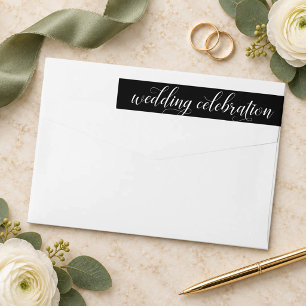 Dark Calligraphy Script Wedding Celebration Wrap Around Label