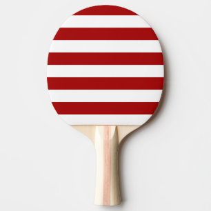 Dark Candy Apple Red and White Stripes Ping Pong Paddle