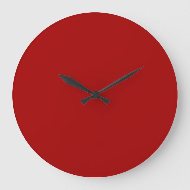 Dark Candy Apple Red Solid Colour Large Clock (Front)